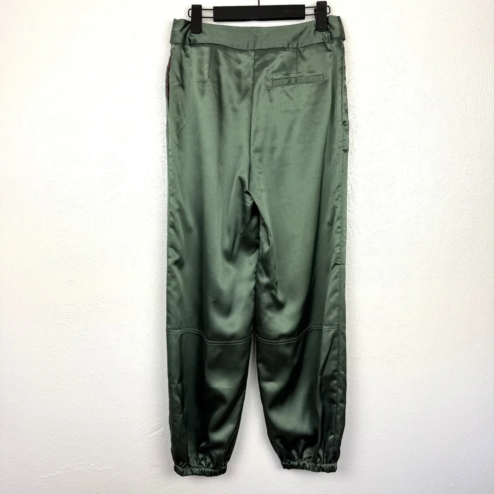 Anthropologie Maeve Parachute Satin Jogger Belted Green Pants  Size 2 - Picture 6 of 11